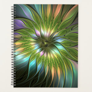 Luminous Colorful Fantasy Flower Fractal Art Planner