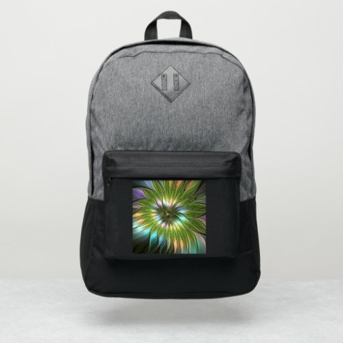 Luminous Colorful Fantasy Flower Fractal Art Port Authority Backpack