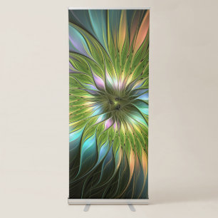 Luminous Colorful Fantasy Flower Fractal Art Retractable Banner