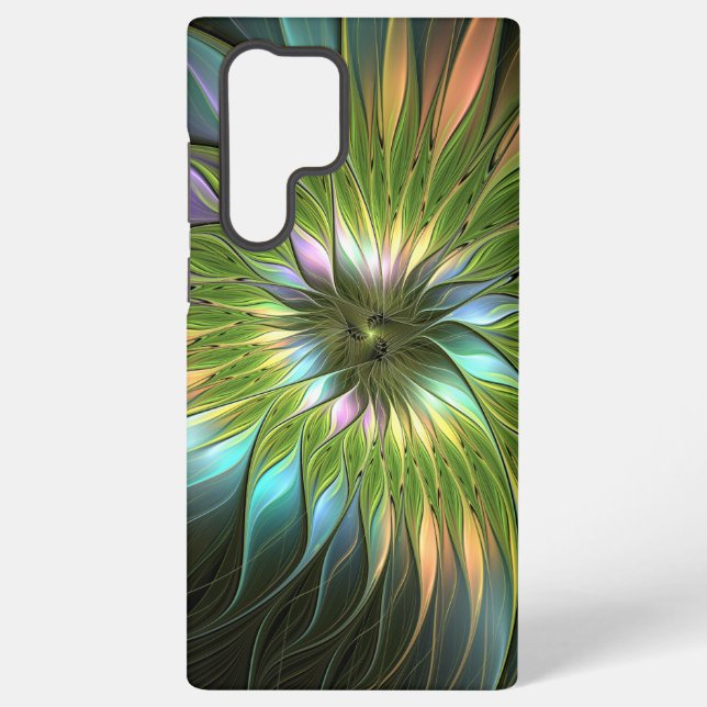 Luminous Colorful Fantasy Flower Fractal Art Samsung Galaxy Case (Back)