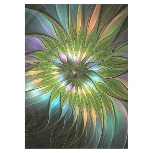Luminous Colorful Fantasy Flower Fractal Art Tablecloth