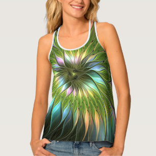 Luminous Colorful Fantasy Flower Fractal Art Tank Top