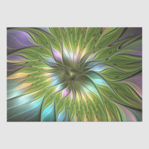 Luminous Colorful Fantasy Flower Fractal Art Tissue Paper