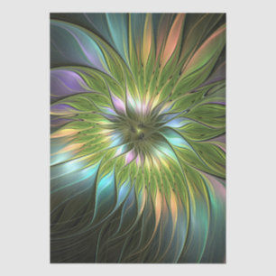 Luminous Colorful Fantasy Flower Fractal Art Tissue Paper