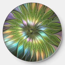 Luminous Colorful Fantasy Flower Fractal Art Wireless Charger
