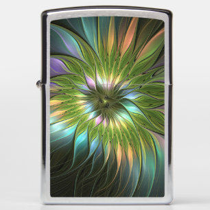 Luminous Colorful Fantasy Flower Fractal Art Zippo Lighter