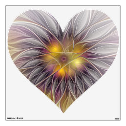 Luminous Colorful Flower, Abstract Fractal Heart Wall Decal
