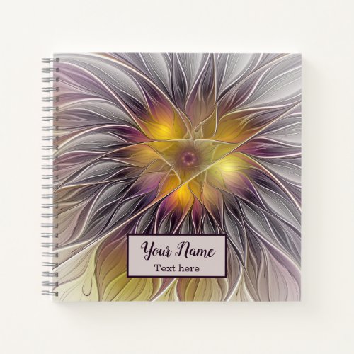 Luminous Colorful Flower Abstract Fractal Name Notebook