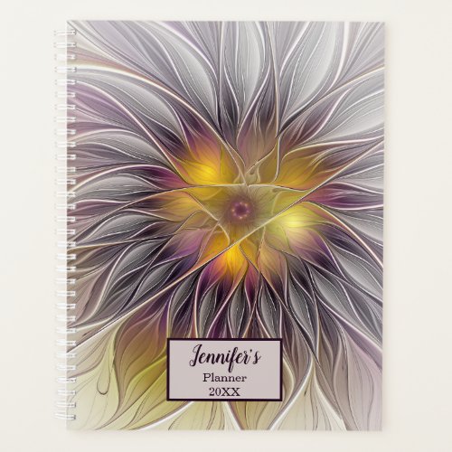 Luminous Colorful Flower Abstract Fractal Name Planner