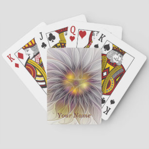 Luminous Colorful Flower, Abstract Fractal Name Poker Cards