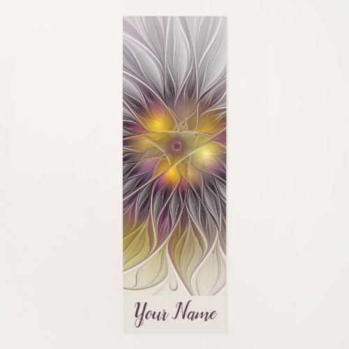 Luminous Colorful Flower Abstract  Fractal Name Yoga Mat