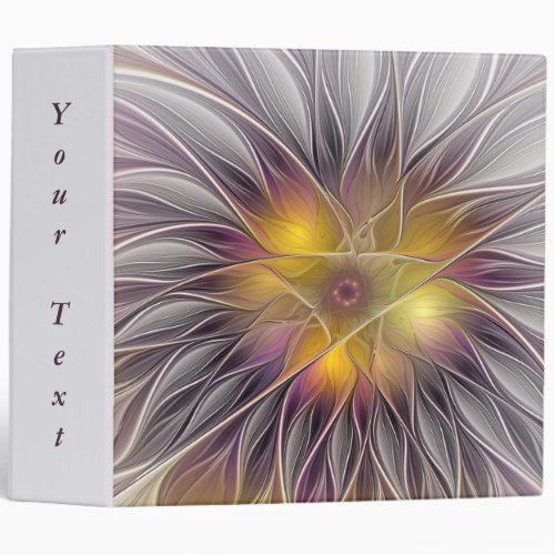 Luminous Colorful Flower Abstract Fractal Text 3 Ring Binder