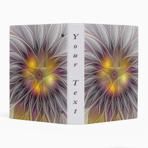 Luminous Colorful Flower, Abstract Fractal Text Mini Binder