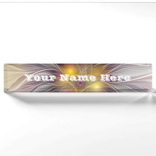 Luminous Colorful Flower Abstract Fractal Title Desk Name Plate