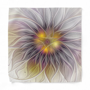 Luminous Colorful Flower, Abstract Modern Fractal Bandana