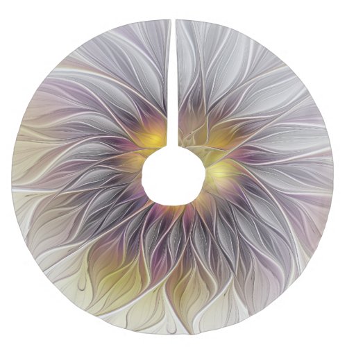 Luminous Colorful Flower Abstract Modern Fractal Brushed Polyester Tree Skirt