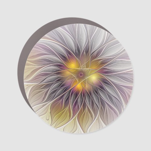 Luminous Colorful Flower Abstract Modern Fractal Car Magnet
