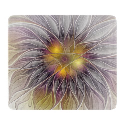 Luminous Colorful Flower Abstract Modern Fractal Cutting Board