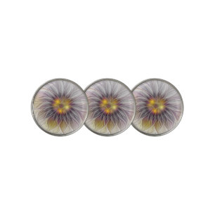 Luminous Colorful Flower, Abstract Modern Fractal Golf Ball Marker