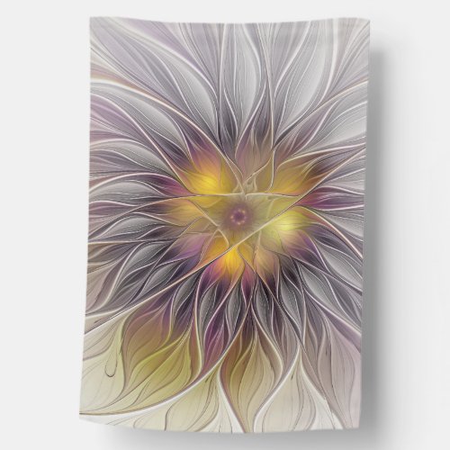 Luminous Colorful Flower Abstract Modern Fractal House Flag