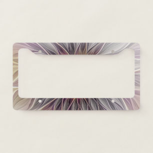 Luminous Colorful Flower, Abstract Modern Fractal License Plate Frame