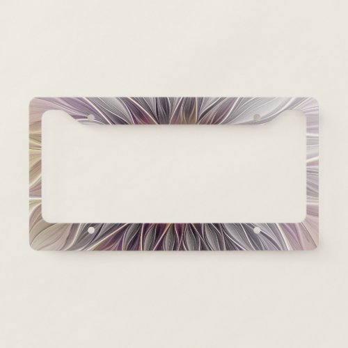 Luminous Colorful Flower Abstract Modern Fractal License Plate Frame