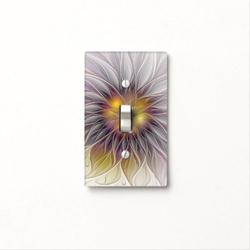 Luminous Colorful Flower Abstract Modern Fractal Light Switch Cover