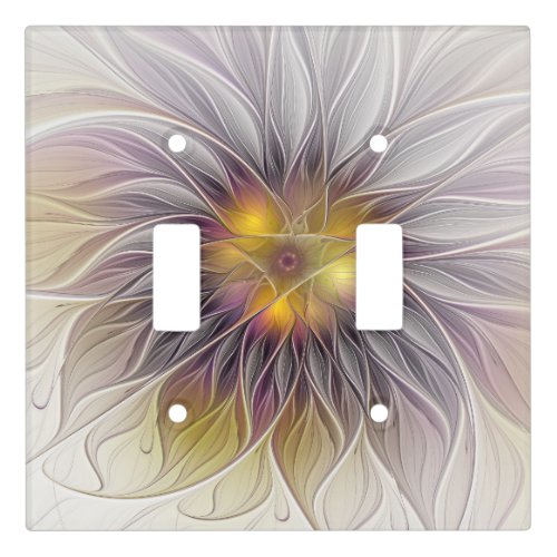 Luminous Colorful Flower Abstract Modern Fractal Light Switch Cover