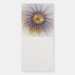 Luminous Colorful Flower, Abstract Modern Fractal Magnetic Notepad