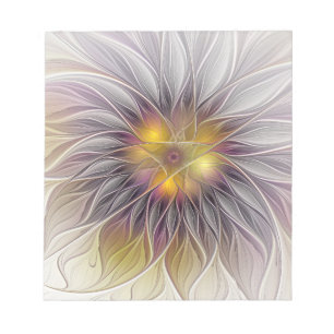 Luminous Colorful Flower, Abstract Modern Fractal Notepad
