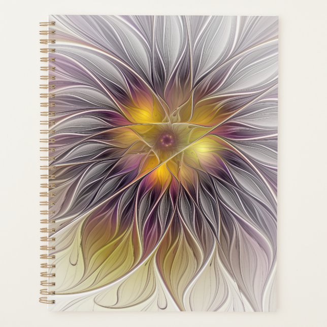Luminous Colorful Flower, Abstract Modern Fractal Planner (Front)