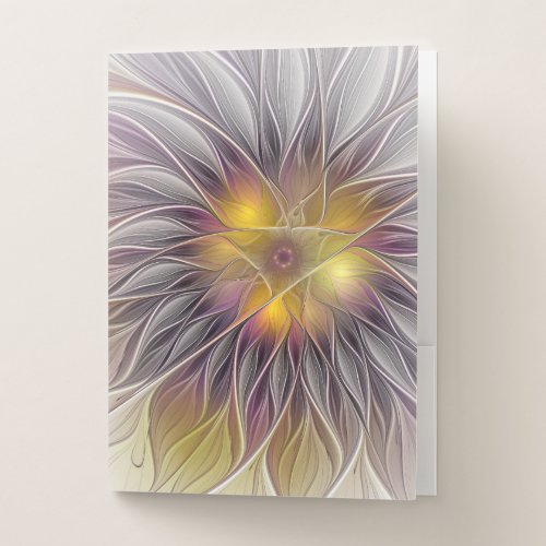 Luminous Colorful Flower Abstract Modern Fractal Pocket Folder