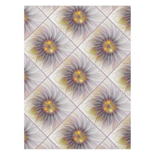 Luminous Colorful Flower Abstract Modern Fractal Tablecloth