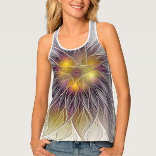 Luminous Colorful Flower, Abstract Modern Fractal Tank Top