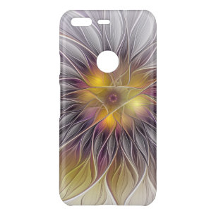 Luminous Colorful Flower, Abstract Modern Fractal Uncommon Google Pixel Case