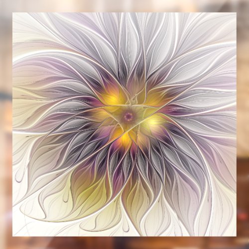 Luminous Colorful Flower Abstract Modern Fractal Window Cling