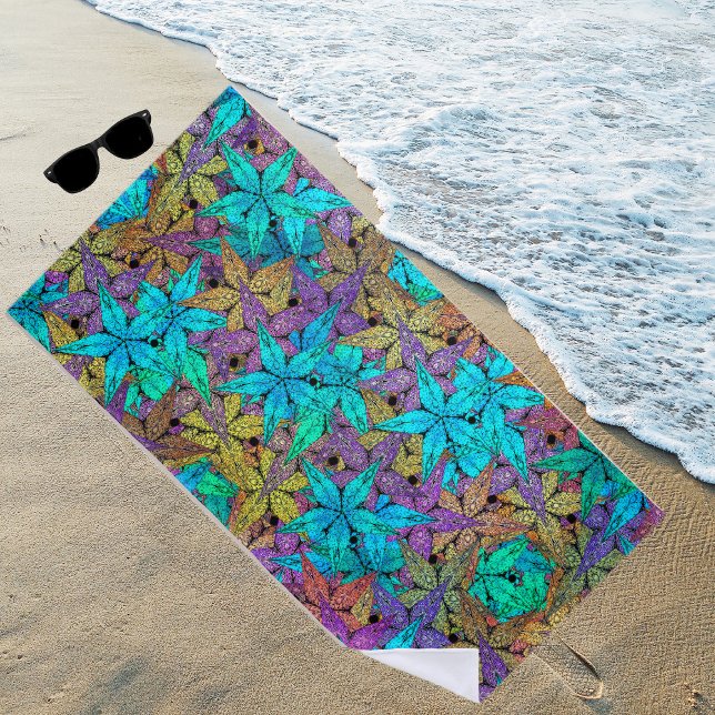 Luminous, colorful stars - cool  beach towel (Creator Uploaded)