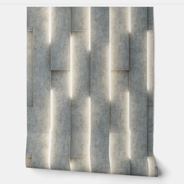 Luminous Concrete Panels Stripes - Peels & Stick  Wallpaper (Unrolling)