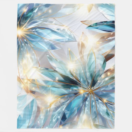 Luminous Crystal Flowers Fleece Blanket
