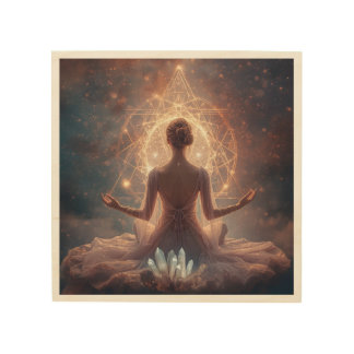 Luminous Crystal Meditation Wood Wall Art