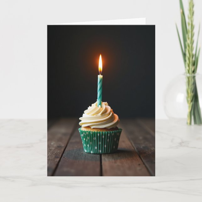 Luminous Cupcake Birthday Card (Front)