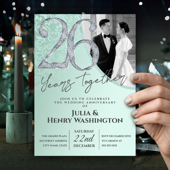 Luminous Diamond 26th Wedding Anniversary  Invitation (Creator Uploaded)