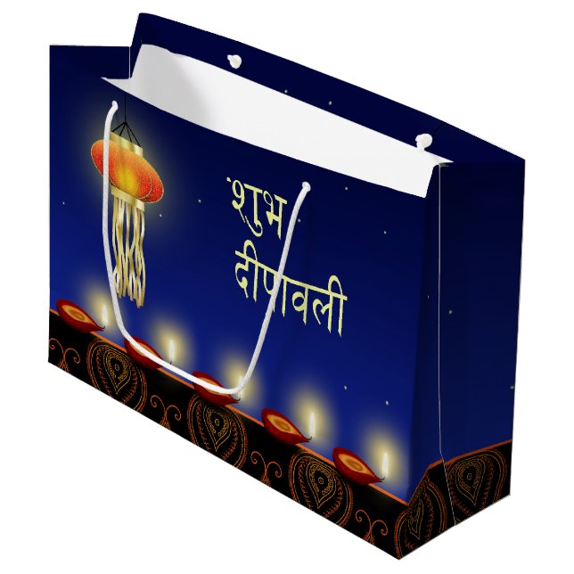 Luminous Diwali Lamp - Large Gift Bag (Front Angled)