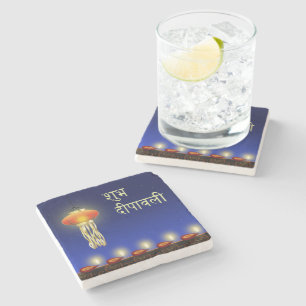 Luminous Diwali Lamp - Marble Stone Coaster
