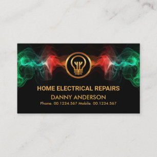 Luminous Electric Lightning Gold Bulb Electrician Business Card