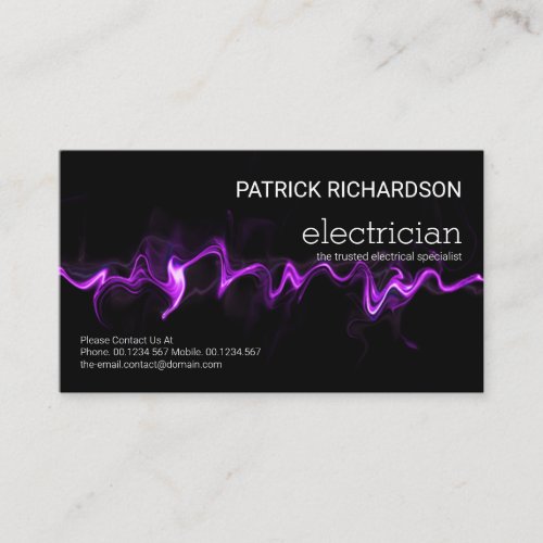 Luminous Electric Lightning Strike Electrician Business Card