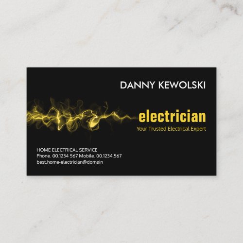 Luminous Electrical Lightning Strike Electrician Business Card