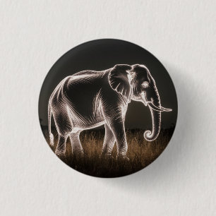 Luminous Elephant Silhouette Button