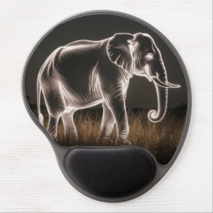 Luminous Elephant Silhouette Gel Mouse Pad