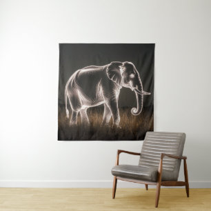 Luminous Elephant Silhouette Tapestry